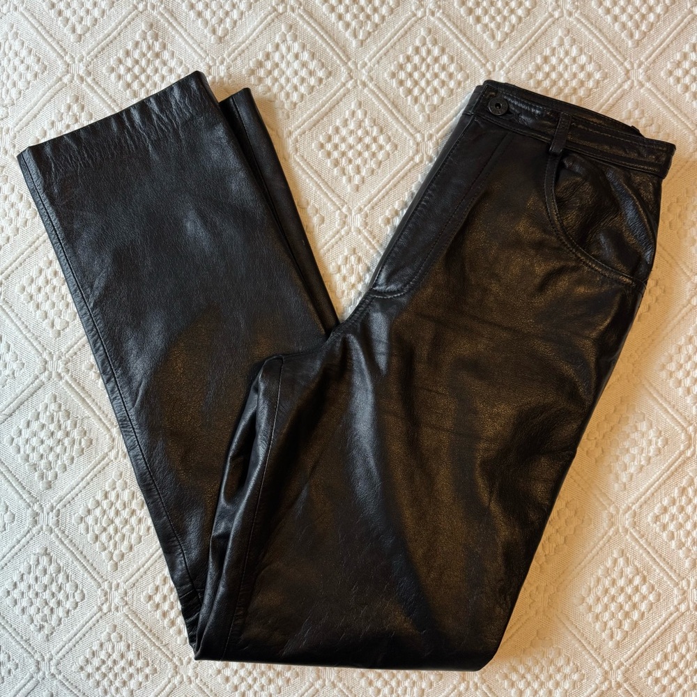 Vintage Danier Black Leather Pants with pockets, size 6